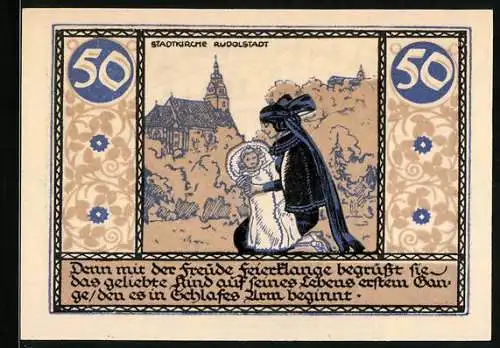 Notgeld Rudolstadt 1921, 50 Pfennig, Stadtkirche, Glocken