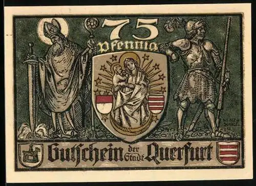 Notgeld Querfurt 1921, 75 Pfennig, Burg und Kirchturm