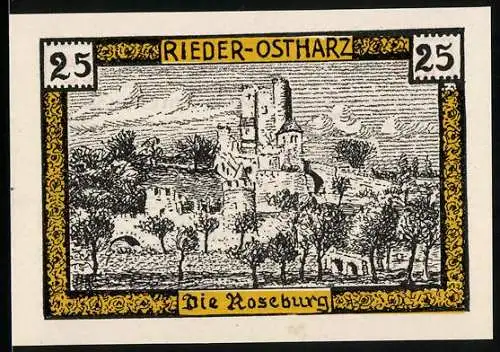 Notgeld Rieder /Ostharz 1921, 25 Pfennig, Die Roseburg