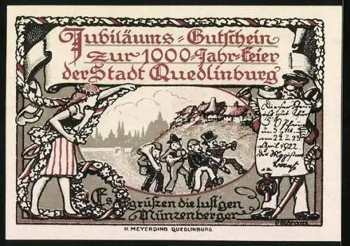 Notgeld Quedlinburg 1922, 50 Pfennig, Die lustigen Münzenberger