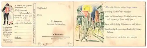 Klapp-AK Chemnitz, Buch- und Kunsthandlung C. StraussWestermanns Monatshefte