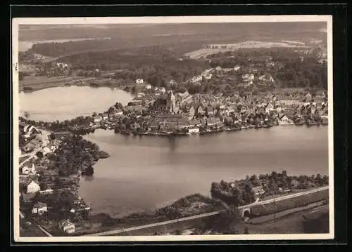 AK Mölln /Lauenburg, Totalansicht mit Stadt- und Schulsee vom Flugzeug aus