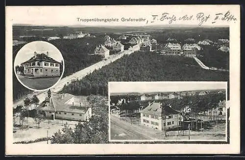 AK Grafenwöhr, Truppenübungsplatz aus der Vogelschau, Teilansicht