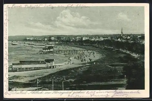 AK Ahlbeck / Ostseebad, Strandbad von Heringsdorf gesehen