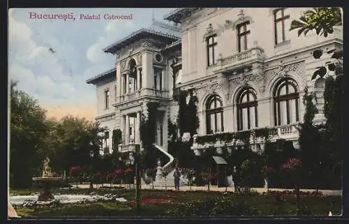 AK Bukarest / Bucuresti, Palatul Cotroceni vom Garten gesehen