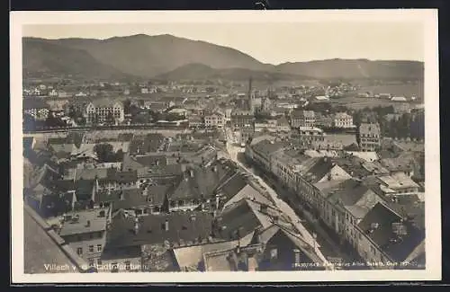 AK Villach, Teilansicht mit Strassenpartie vom Stadtpfarrturm