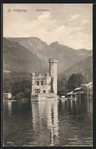AK St. Wolfgang, Der Leuchtturm vom Wasser aus