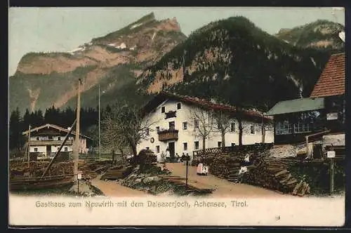 AK Maurach am Achensee, Gasthaus zum Neuwirth mit dem Dalsazerjoch