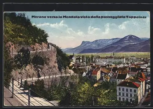 AK Meran / Merano, Blick vom Tappeinerweg auf die Stadt und zum Mendelgebirge