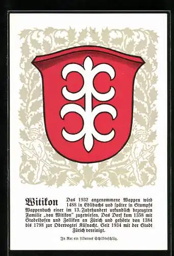 Künstler-AK Witikon, Wappen der Familie von Witikon