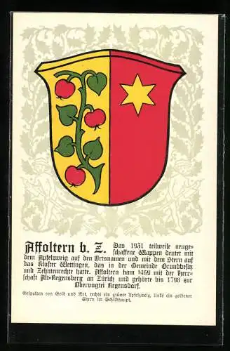 Künstler-AK Wappen von Affoltern b. Z.