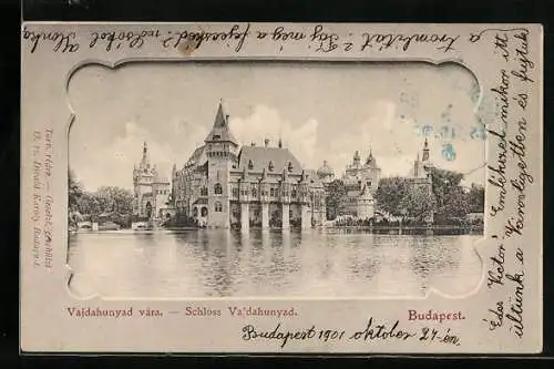 AK Budapest, Schloss Vajdahunyad vom Wasser betrachtet