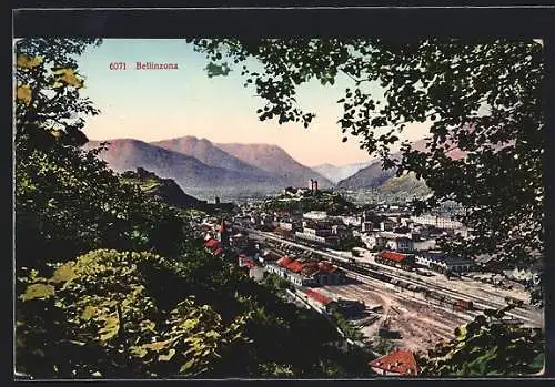 AK Bellinzona, Gesamtansicht mit Bahnhof