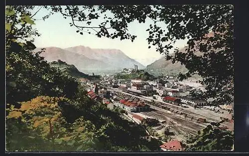 AK Bellinzona, Gesamtansicht mit Bahnhof