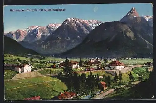 AK Ehrwald, Bahnstation mit Miemingerberge