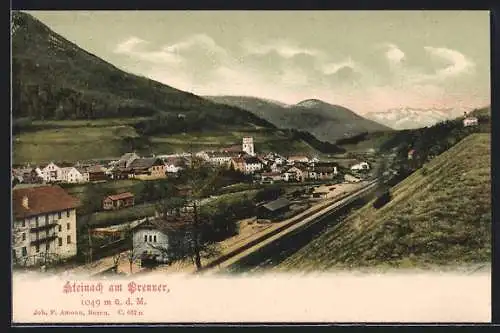 AK Steinach am Brenner, Bahnhof mit Ort und Bergpanorama aus der Vogelschau