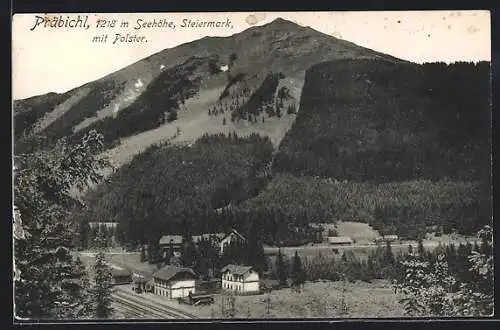 AK Präbichl /Steiermark, Bahnhof mit Umgebung und Polster aus der Vogelschau