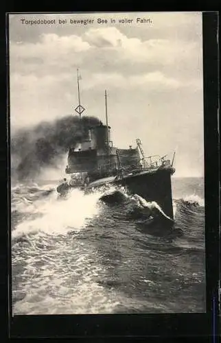 AK Kaiserliche Marine, Kriegsschiff, Torpedoboot bei bewegter See