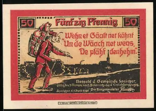 Notgeld Speicher 1921, 50 Pfennig, Eisengiesser und Töpfer