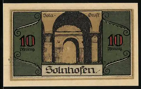 Notgeld Solnhofen 1921, 10 Pfennig, Sola-Gruft, Aloys Senefelder