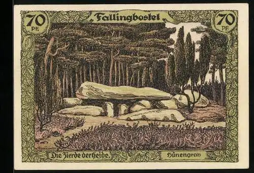 Notgeld Fallingbostel 1921, 70 Pfennig, Hünengrab