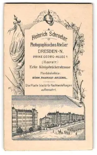 Fotografie Heinrich Schroeter, Dresden-Neustadt, Prinz-Georg-Allee 1, Ansicht Dresden, Blick zur Prinz-Georg Kaserne