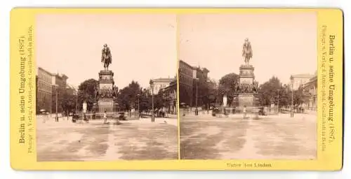 Stereo-Fotografie Artist.-phot. Gesellschaft, Berlin, Ansicht Berlin, Frontalansicht des Reiterstandbilds alter Fritz