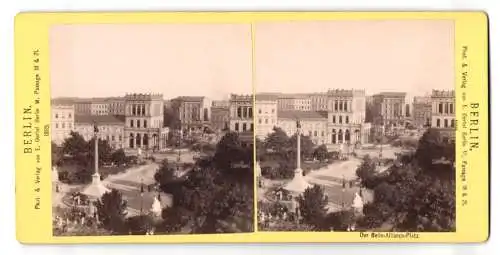 Stereo-Fotografie E. Oertel, Berlin, Ansicht Berlin, Blick über den Belle-Alliance-Platz mit Denkmal