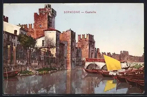 AK Sirmione, Castello mit Fischerbooten