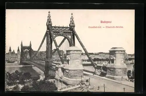 AK Budapest, Elisabeth-Brücke aus der Vogelschau