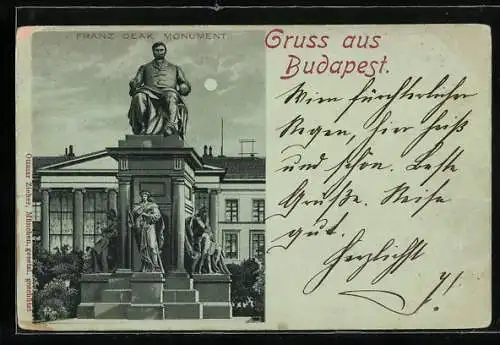 Mondschein-Lithographie Budapest, Franz Deak Monument