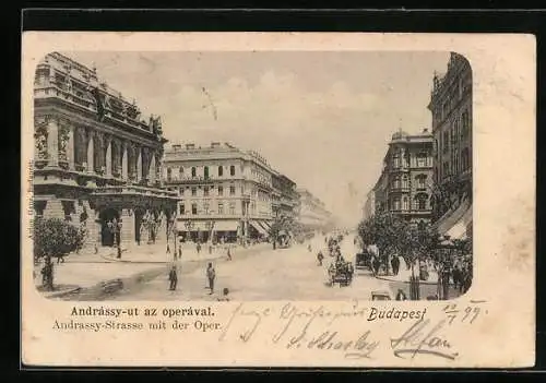 AK Budapest, Andrassy-Strasse mit der Oper