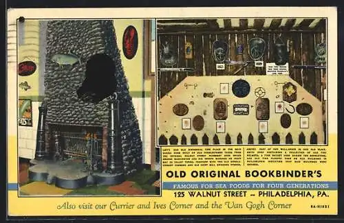 AK Philadelphia, PA, Sea Food Restaurant Old Original Bookbinder`s, 125 Walnut Street, Interior