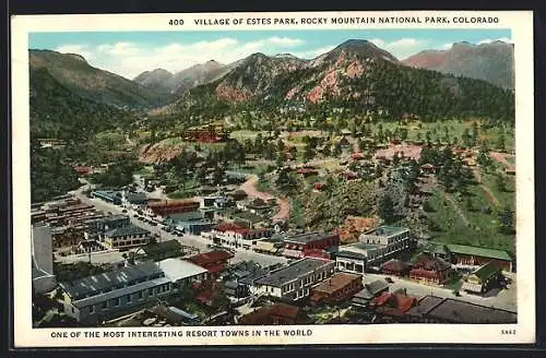 AK Estes Park, CO, Aerial View of the village, Rocky Mountain National Park