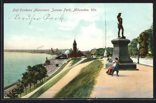 AK Milwaukee, WI, Leif Erickson Monument, Juneau Park
