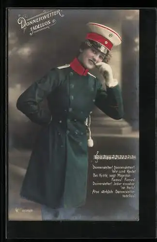 AK Junges Fräulein in Uniform, Donnerwetter - Tadellos