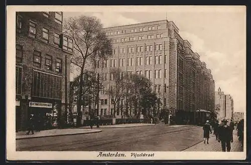 AK Amsterdam, Vijzelstraat, Strassenbahn