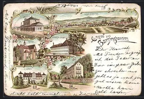 Lithographie Barsinghausen, Deister-Hotel, Bahnhof, Königl. Berginspection