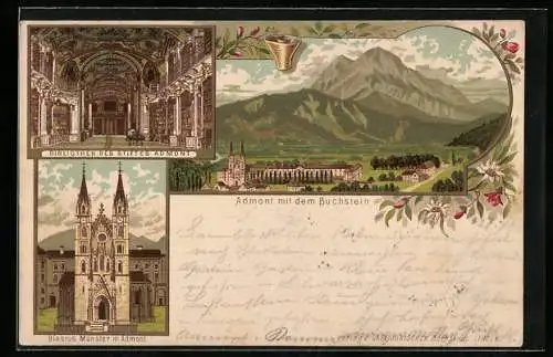 Vorläufer-Lithographie Admont, 1893, Bibliothek des Stiftes Admont, Blasius Münster
