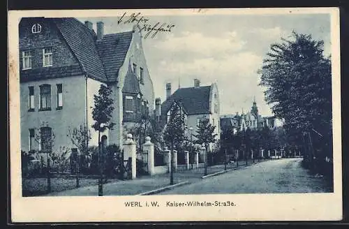 AK Werl i. W., Kaiser-Wilhelm-Strasse mit Bäumen