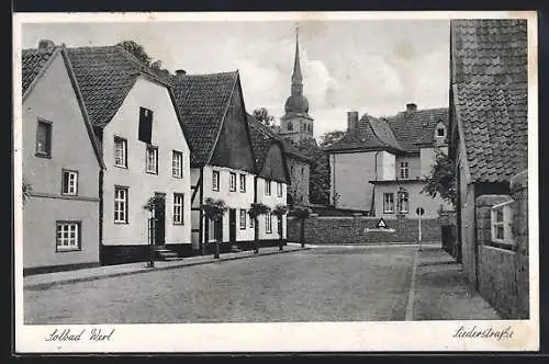 AK Werl, Siederstrasse mit Bäumen