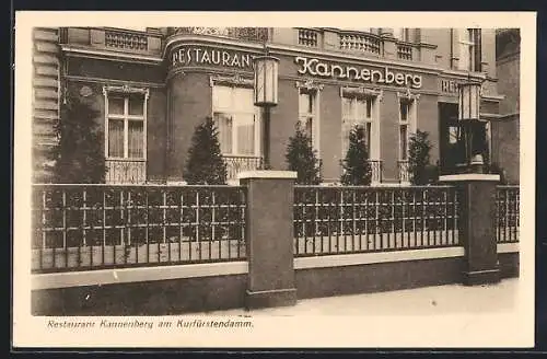 AK Berlin-Charlottenburg, Restaurant Kannenberg am Kurfürstendamm