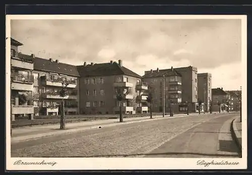 AK Braunschweig, Siegfriedstrasse mit Mehrfamilienhäusern