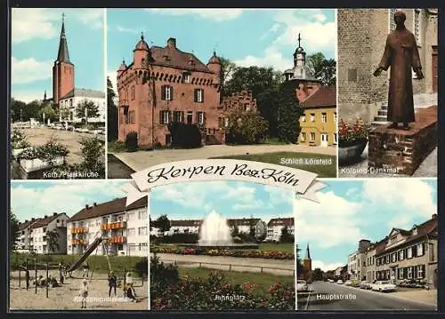 AK Kerpen /Bez. Köln, Schloss Lörsfeld, Kolping-Denkmal, Hauptstrasse