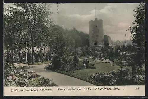AK Mannheim, Jubiläums-Ausstellung 1907, die Zähringer Burg in der Schwarzwaldanlage