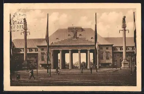 AK Leipzig, Intern. Baufachausstellung m. Sonderausstellungen 1913, Eingang a. d. Reitzenhainer Strasse