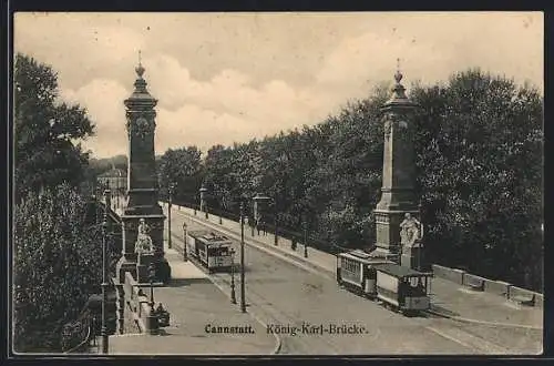 AK Cannstatt, König-Karl-Brücke mit Strassenbahn