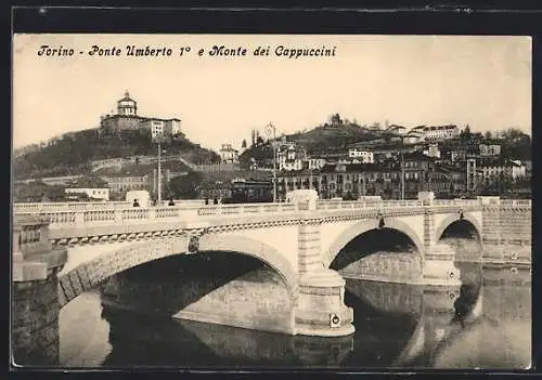 AK Torino, Ponte Umberto 1. e Monte dei Cappuccini, Strassenbahn