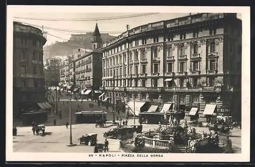 AK Napoli, Piazza Della Borsa, Strassenbahn