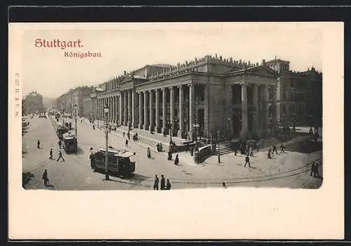 AK Stuttgart, Strassenbahnen am Königsbau